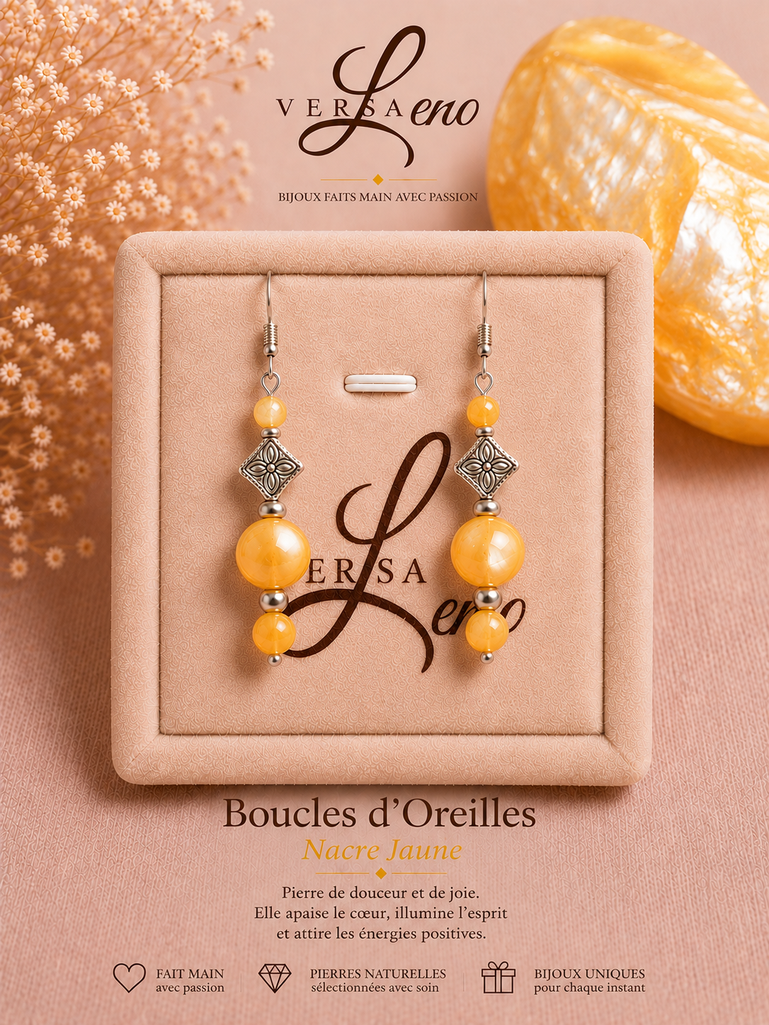 Boucles d'oreilles de pierres naturelles certifiées une création unique et artisanale signée Versaleno