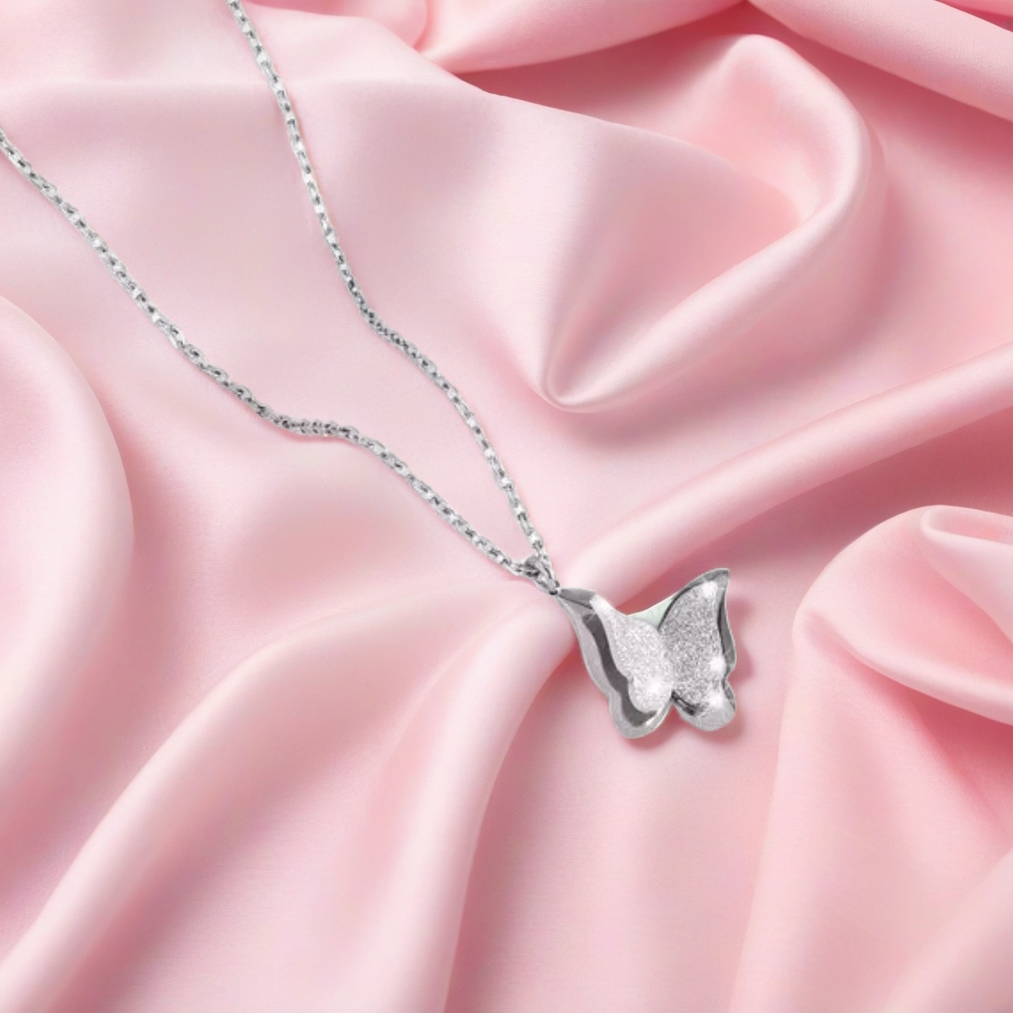 Collier papillon solitaire Or Blanc
