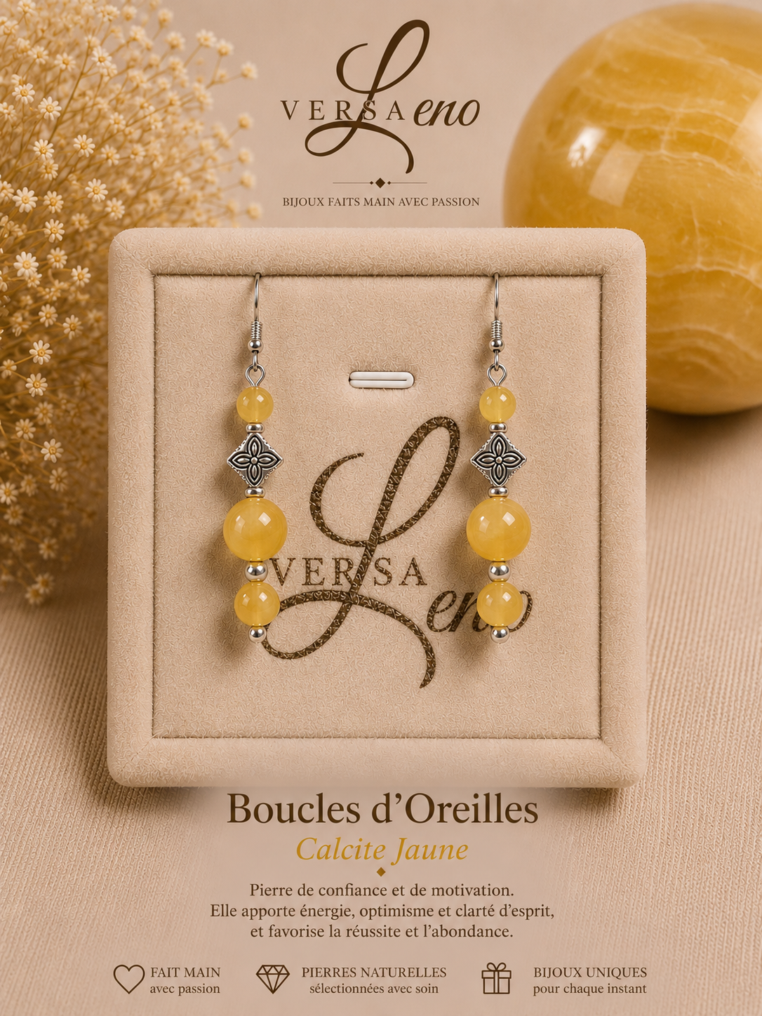 Boucles d'oreilles de pierres naturelles certifiées une création unique et artisanale signée Versaleno