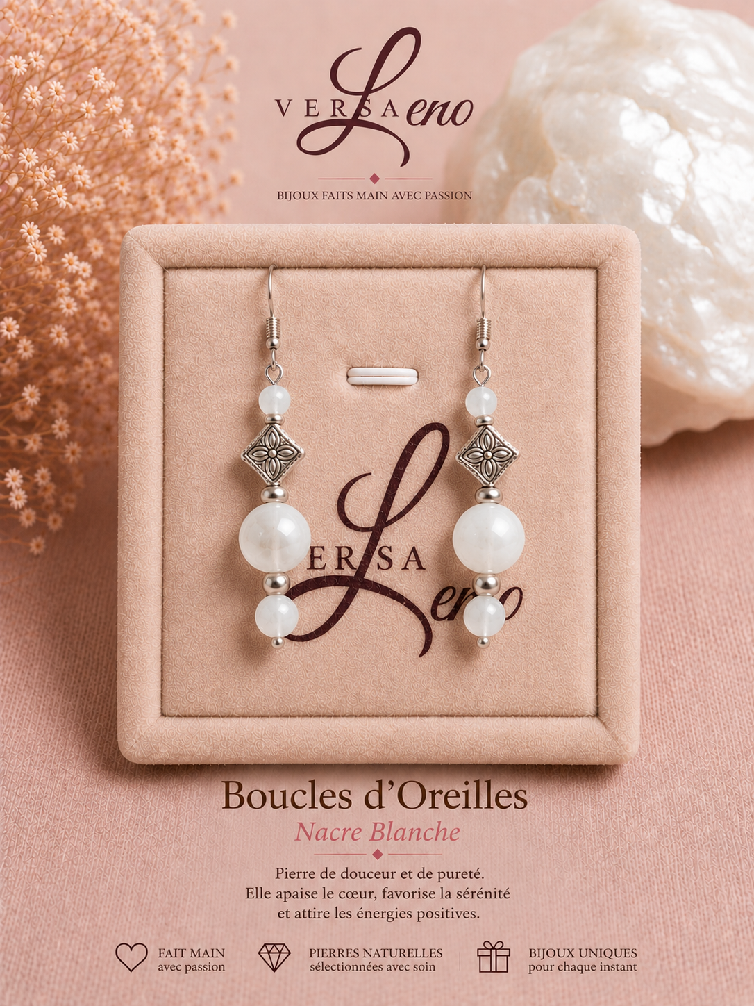 Boucles d'oreilles de pierres naturelles certifiées une création unique et artisanale signée Versaleno