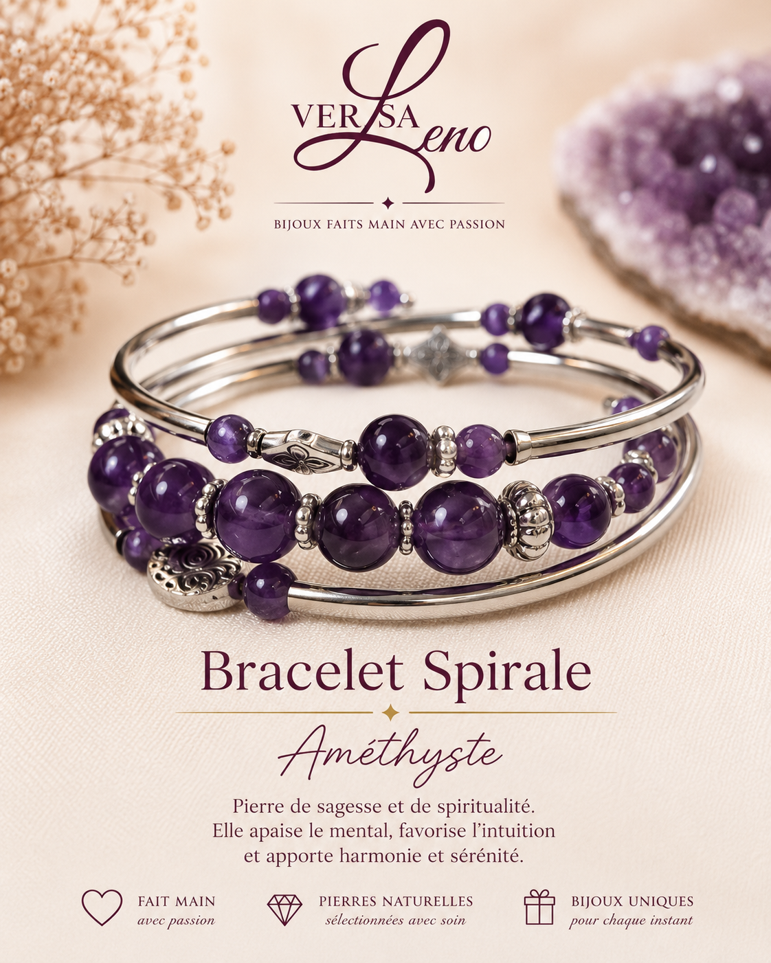 Bracelet Spirale Améthyste — VersaLeno