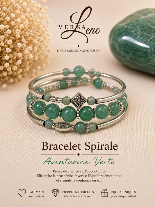 Bracelet Spirale Aventurine Verte — VersaLeno
