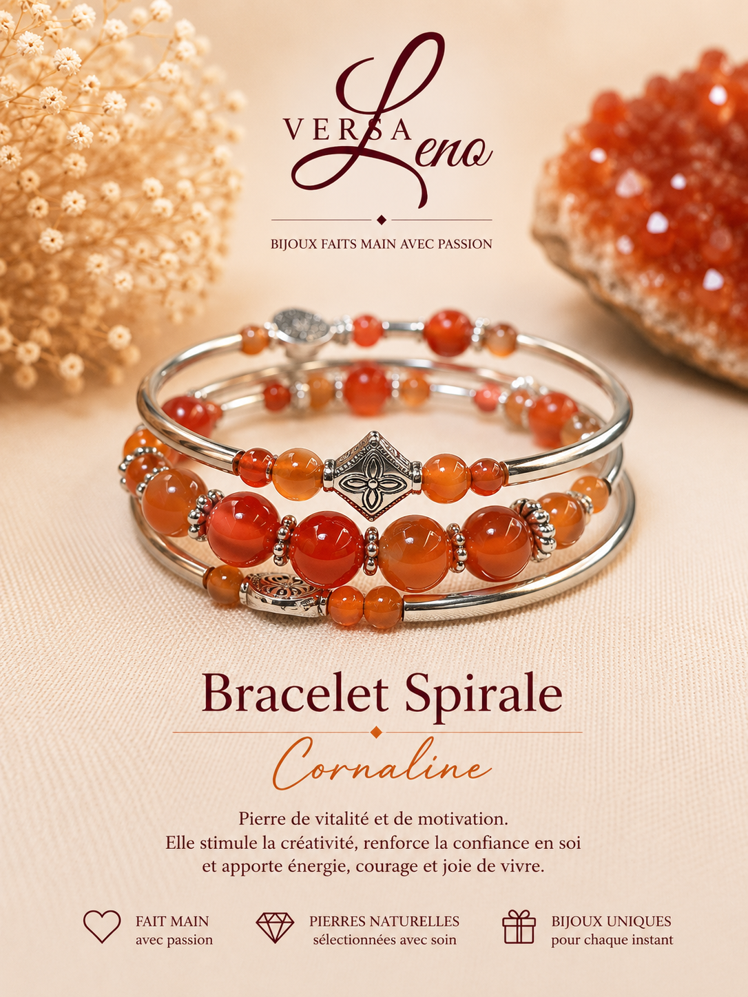 Bracelet Spirale Cornaline — VersaLeno