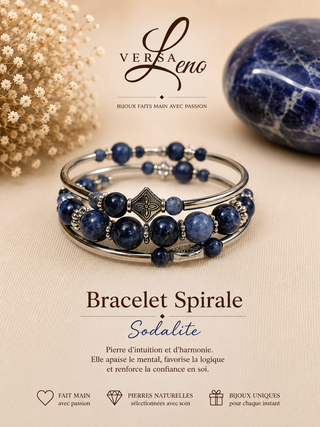 Bracelet Spirale Sodalite — VersaLeno