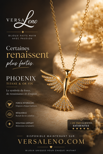 Collier Phénix titane et or Fin