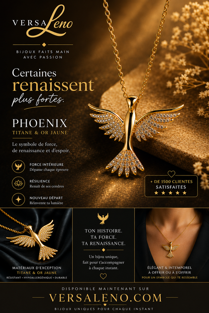 Collier Phénix titane et or Fin