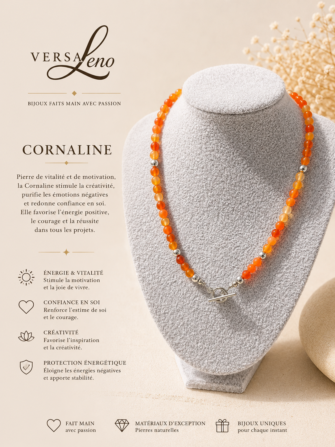 Collier de pierres naturelles certifiées une création unique et artisanale signée Versaleno