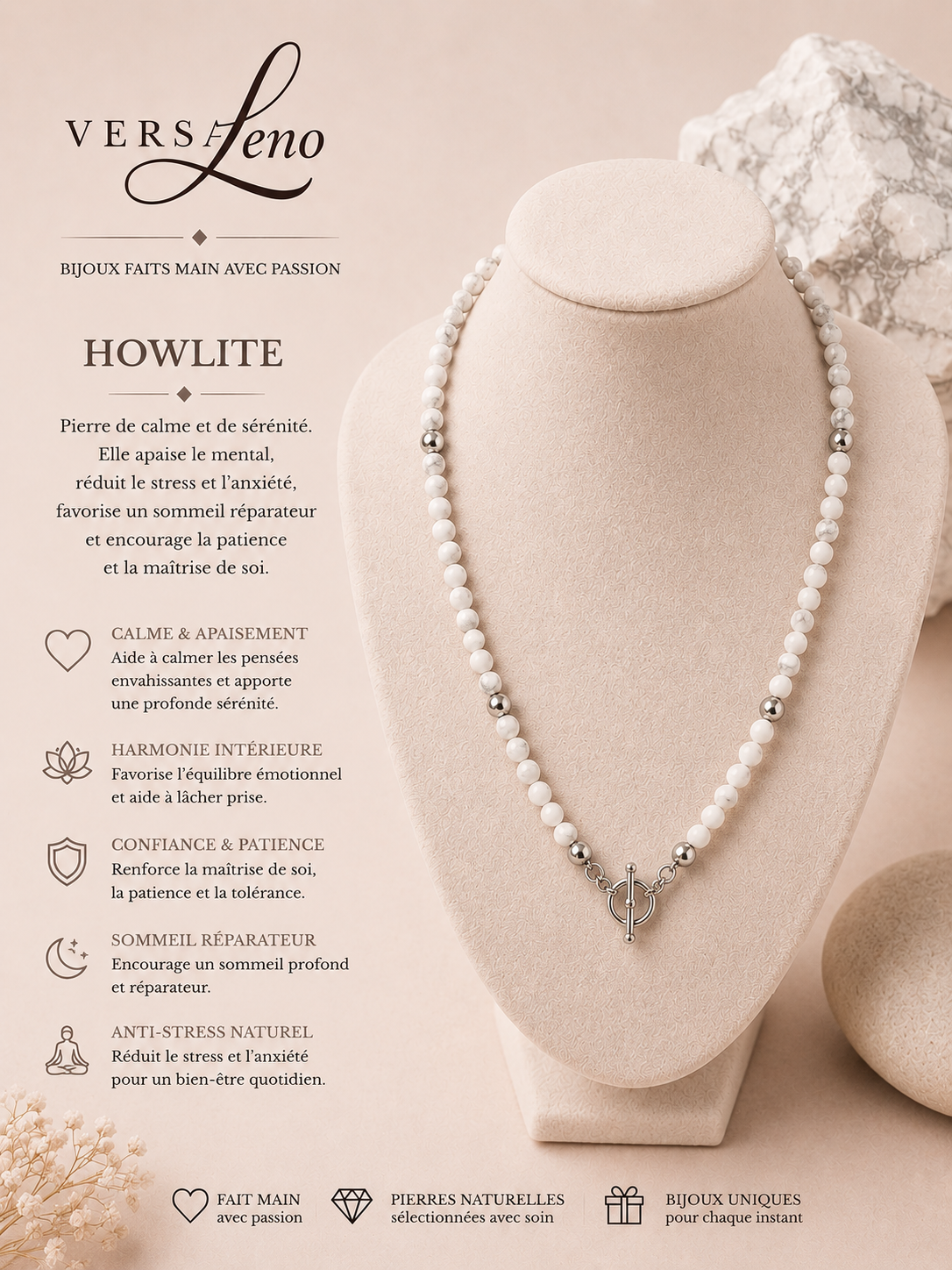 Collier de pierres naturelles certifiées une création unique et artisanale signée Versaleno