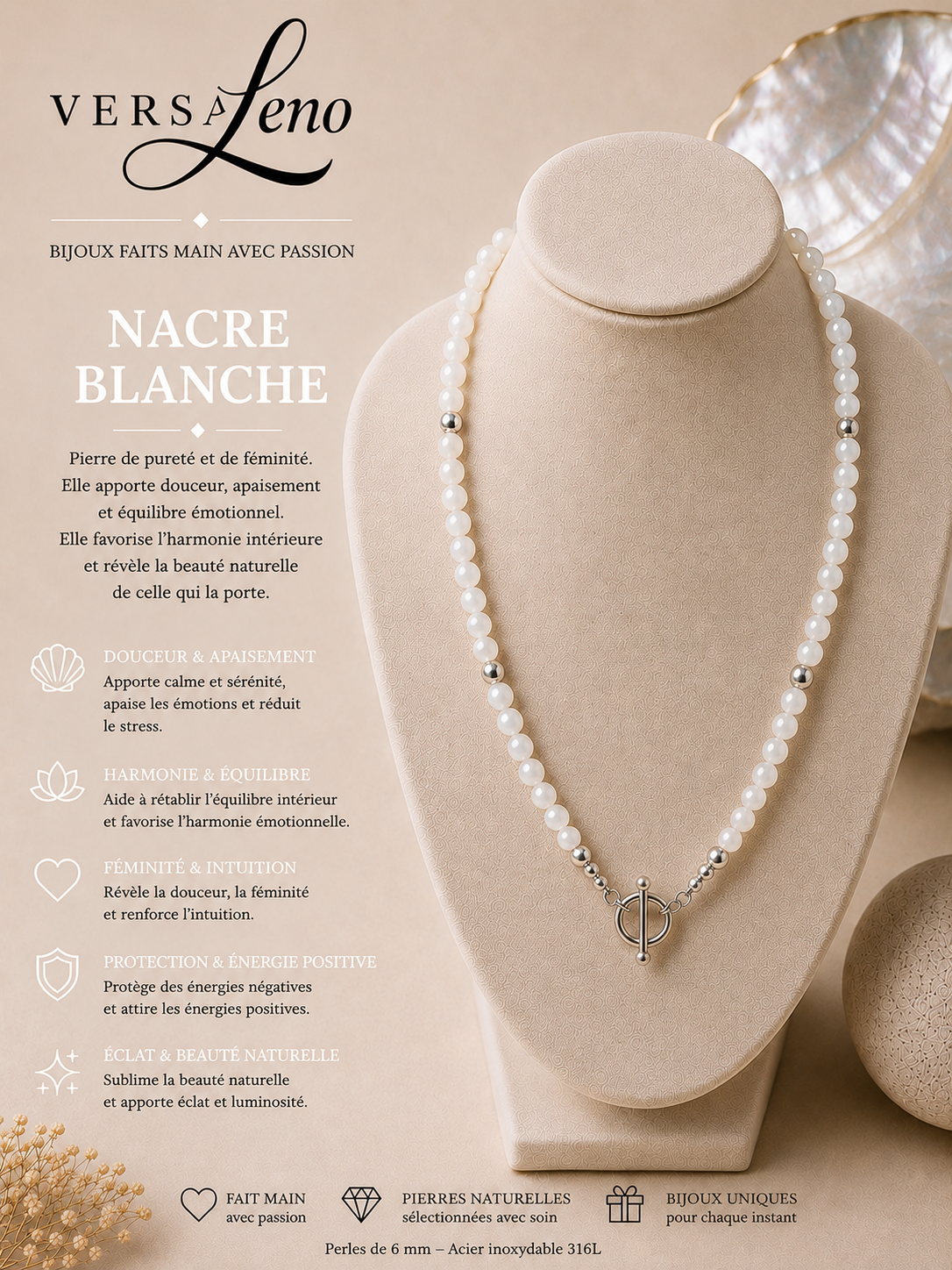 Collier de pierres naturelles certifiées une création unique et artisanale signée Versaleno