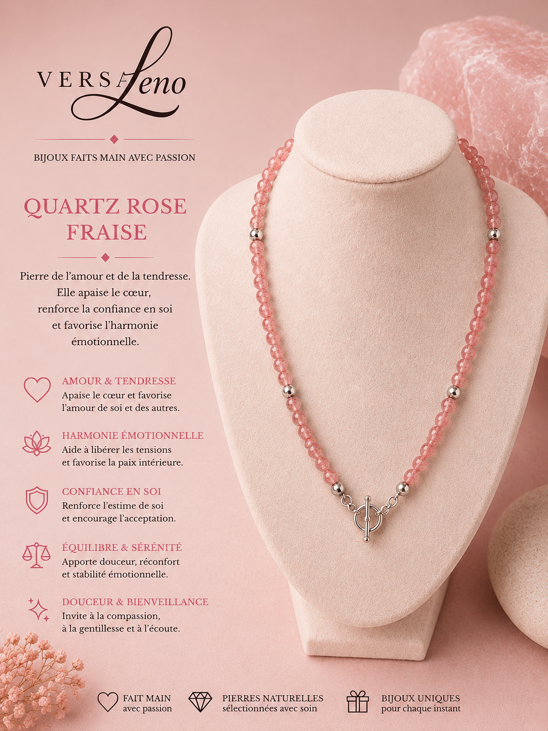 Collier de pierres naturelles certifiées une création unique et artisanale signée Versaleno